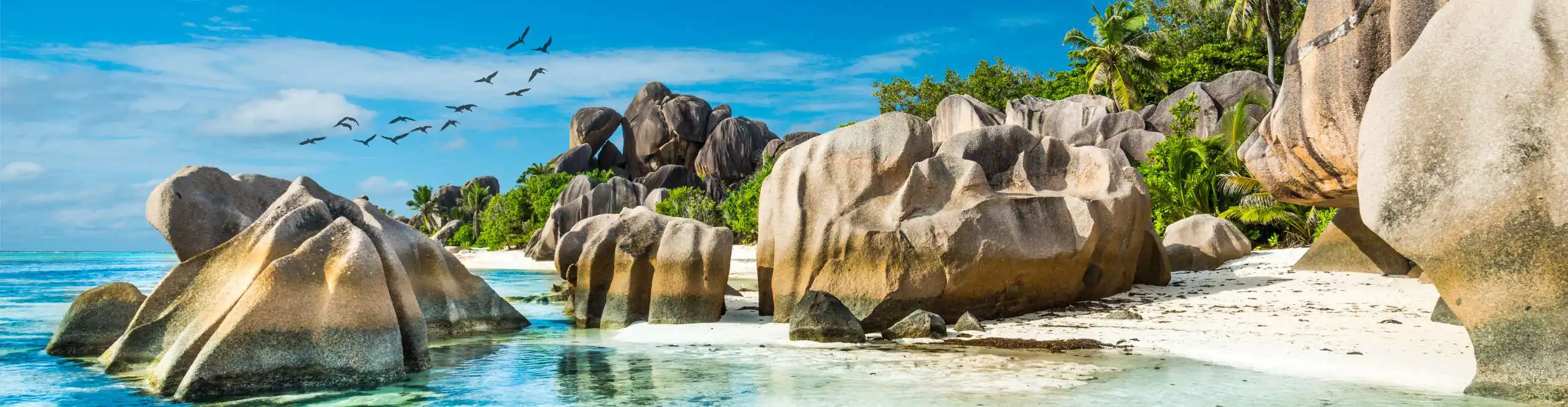 spiaggia tropicale con rocce di granito e mare turchese alle Seychelles