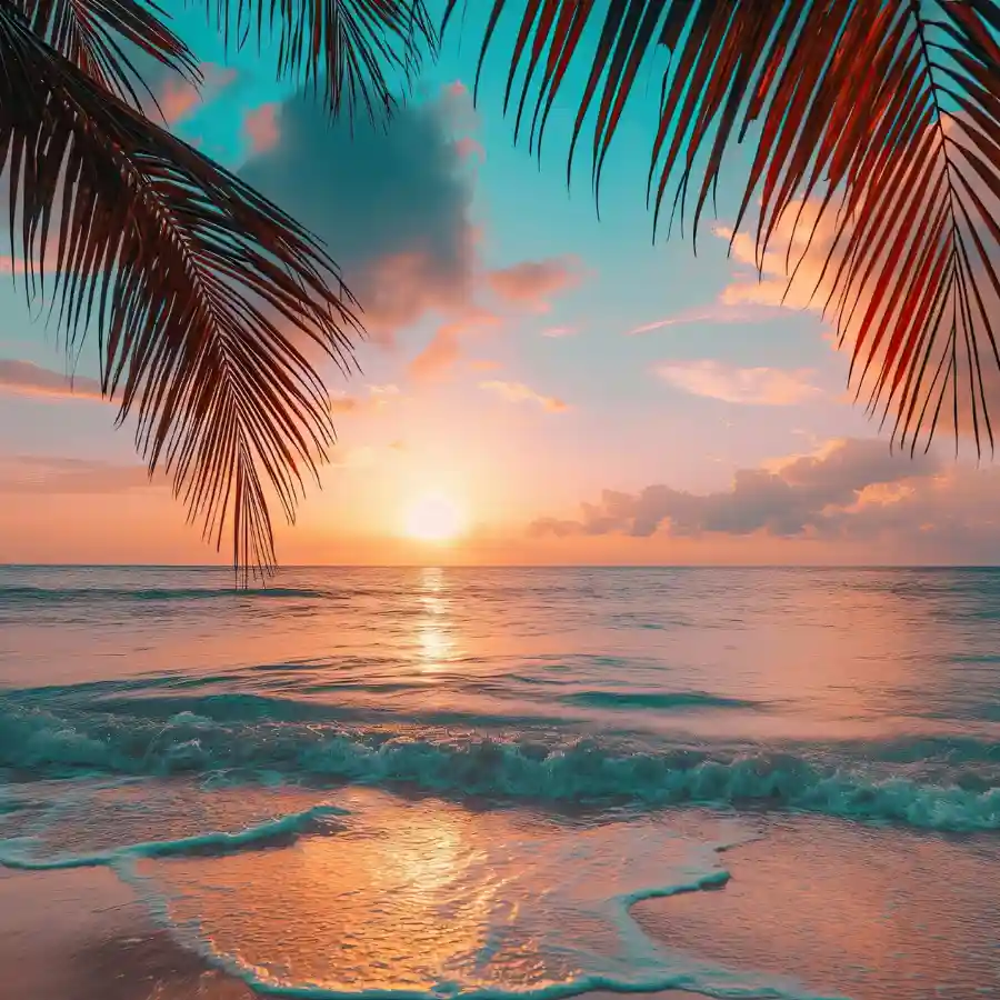 Tramonto tropicale sulle spiagge del Kenya sull’Oceano Indiano