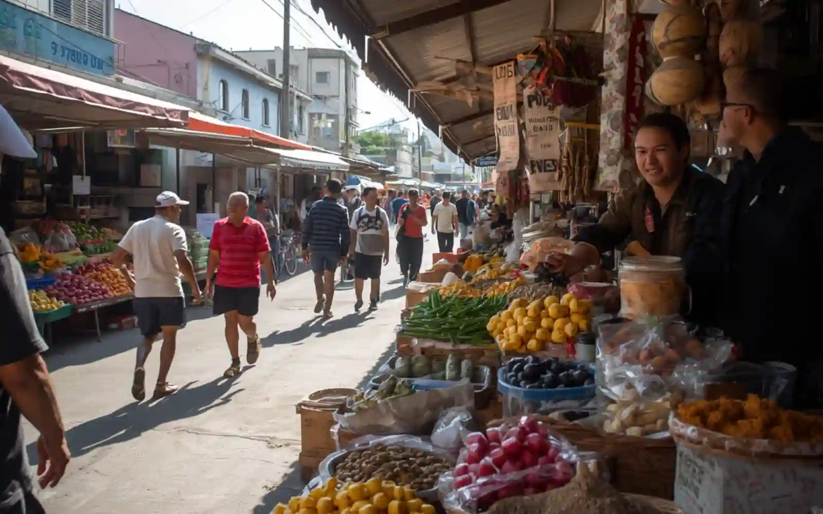 Mercato tradizionale di Port Louis con bancarelle di prodotti locali